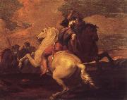 Francesco Simonini Two battle ends horseman oil painting